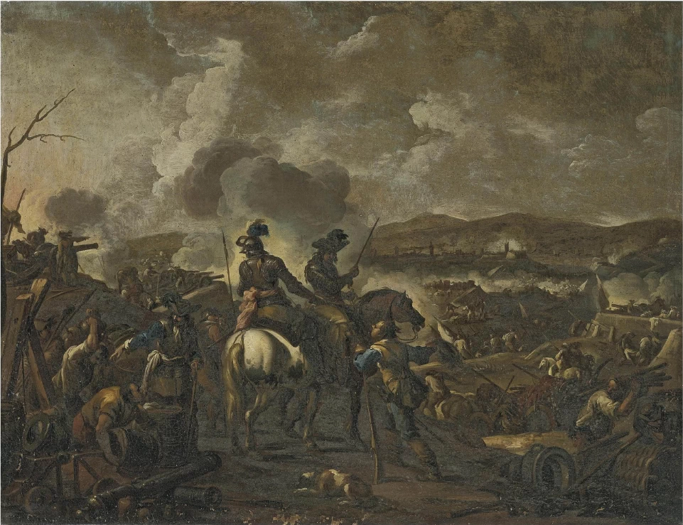 Scena di battaglia con cavalleria e cannoni